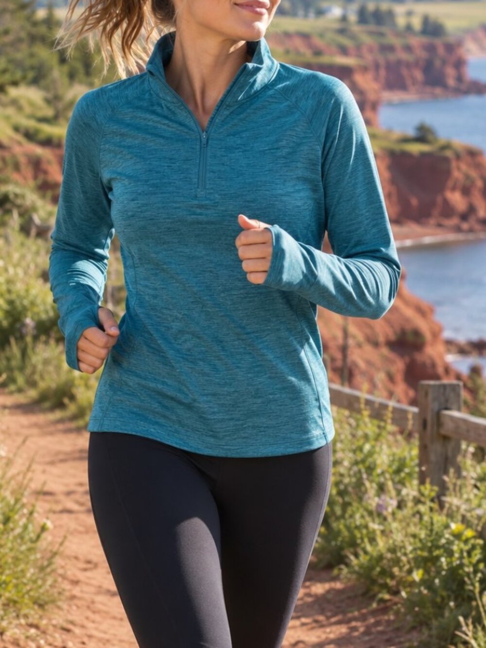 Tuff Athletics Teal Quarter Zip Pullover Thumbholes XS